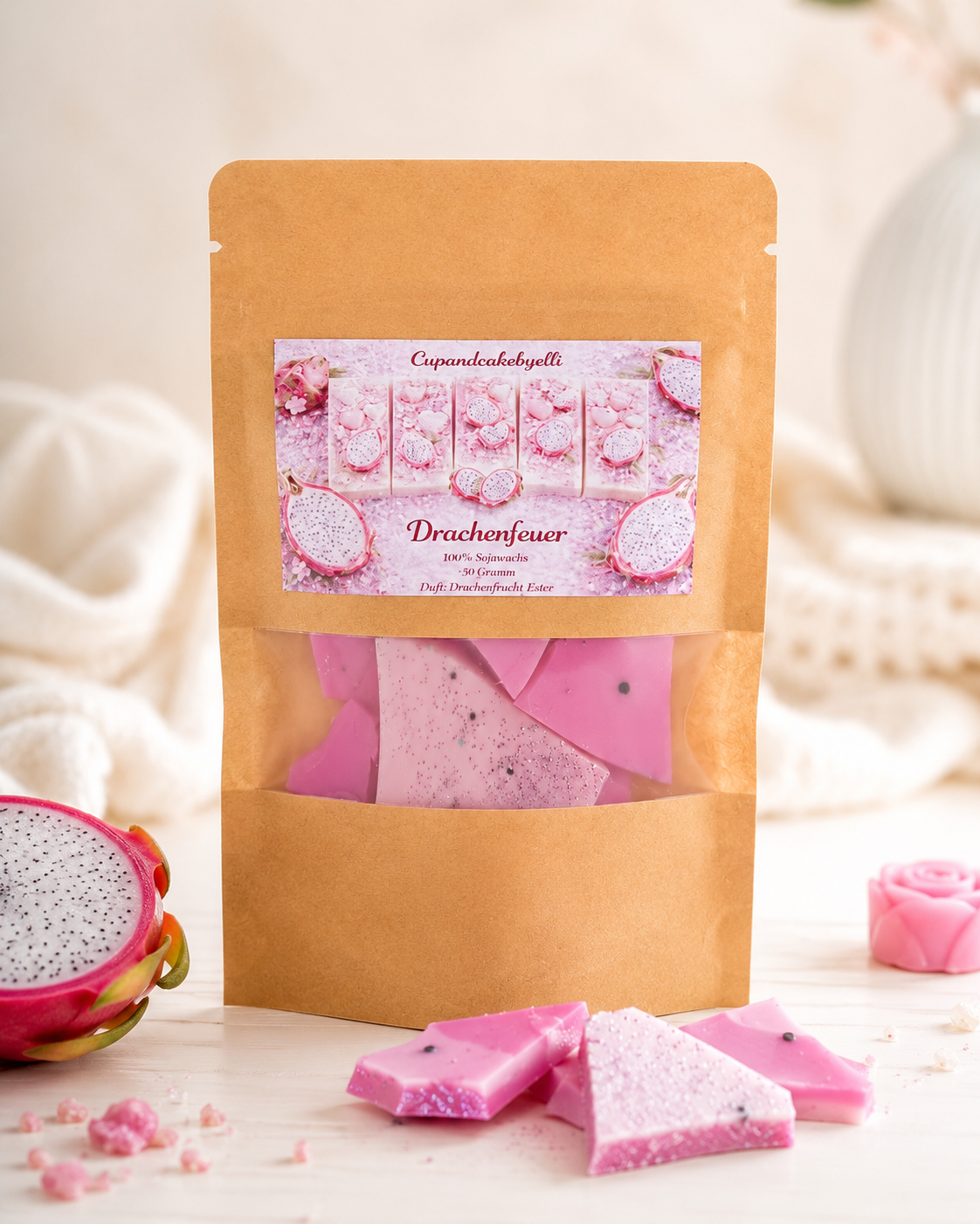 Drachenfeuer – Drachenfrucht-Eistee Wax Melts aus Sojawachs | 30 g