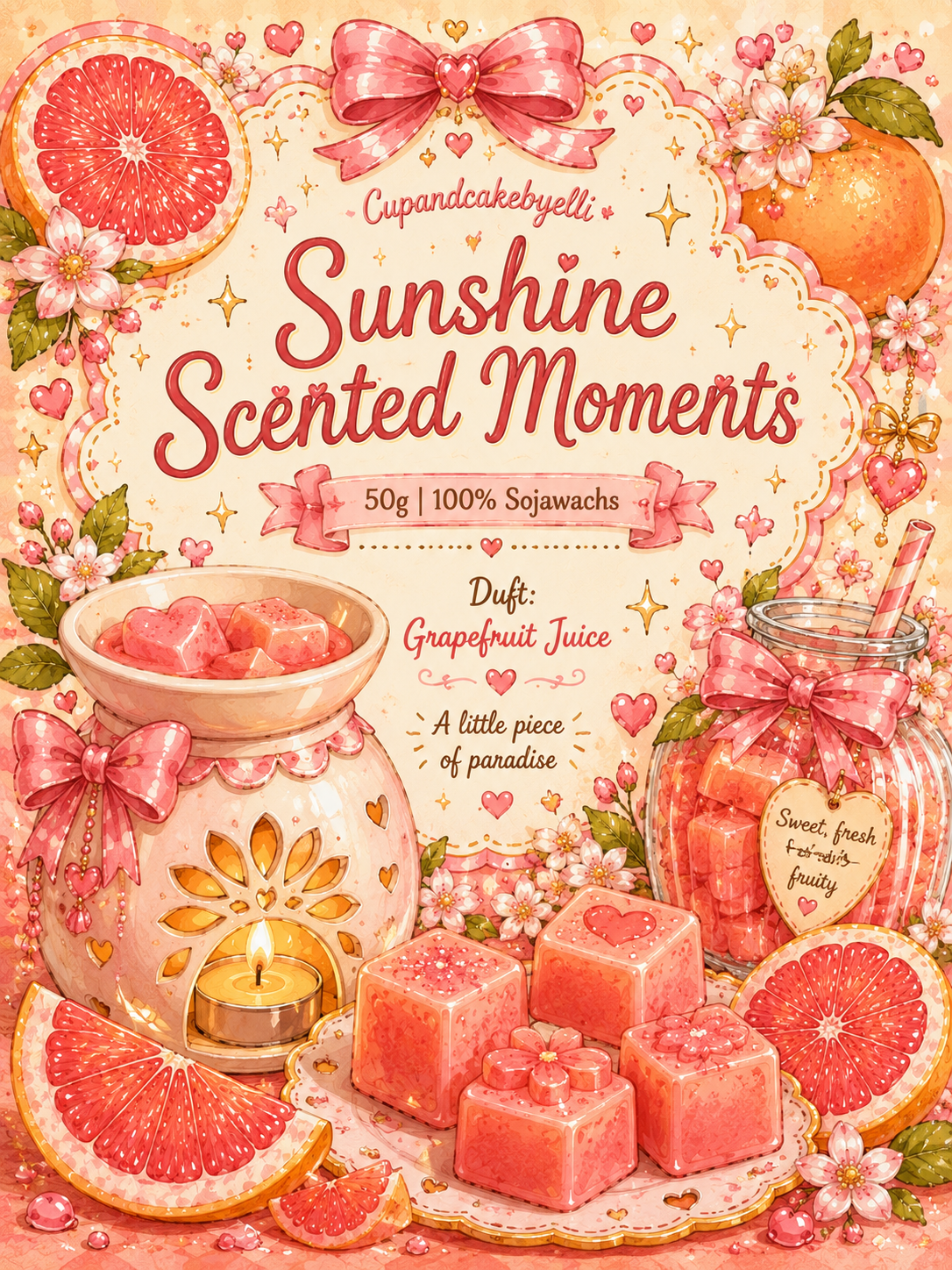 Sunshine Scented Moments – Grapefruit Wax Melt aus Sojawachs