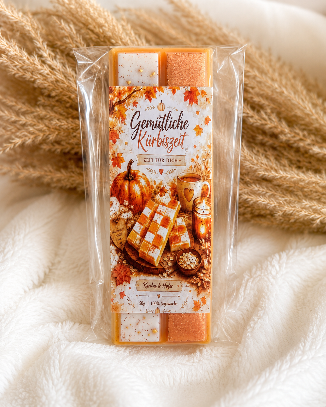 Gemütliche Kürbiszeit Wax Melts aus Sojawachs mit Kürbis und Hafer Duft 50 g