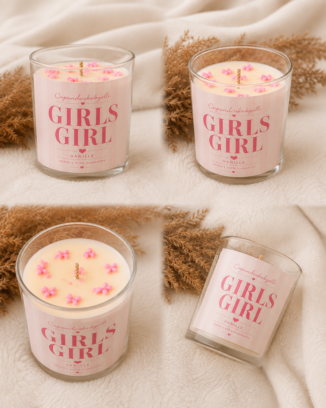 Girls Girl Vanille Duftkerze aus Sojawachs aus verschiedenen Blickwinkeln