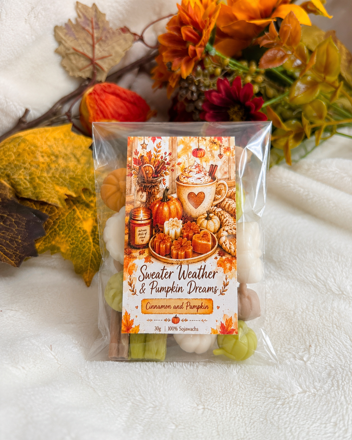 Sweater Weather & Pumpkin Dreams Wax Melts aus Sojawachs mit Zimt und Kürbis Duft 30 g