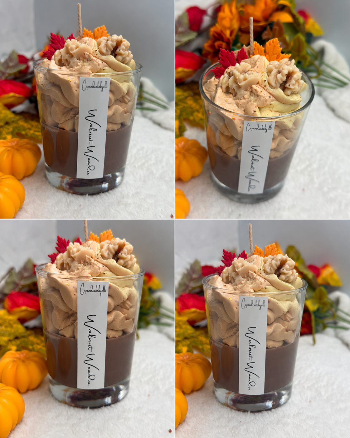 Walnut Wood Walnut Maple Dessertkerze aus verschiedenen Blickwinkeln